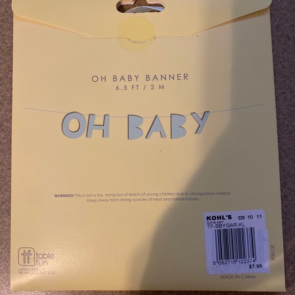 Baby Shower Green Banner Reveal Party “Oh Baby” 6.5 Feet Long NEW. - Picture 2 of 2